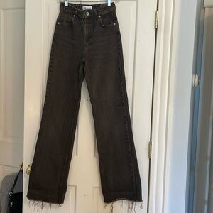 Zara straight-leg, high waisted, brown jeans (size:2)
